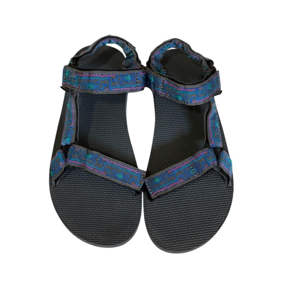 Teva Black Sandals with Iridescent Blue-Green Webbing